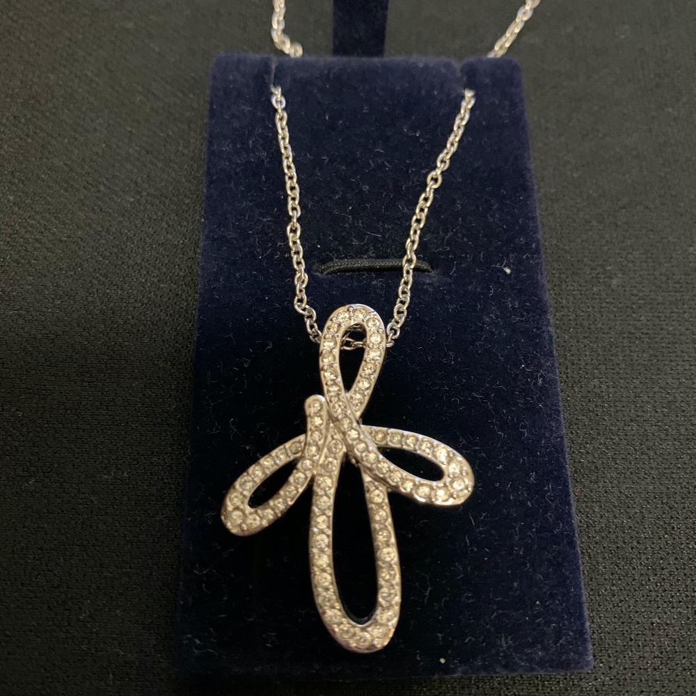 Elegant Swarovski Silver Alphabet Necklace